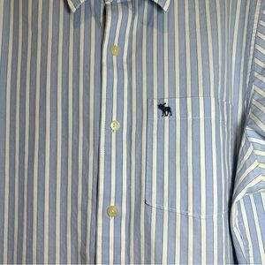 Abercrombie & Fitch Mens Button Up Shirt Long Sleeve White Stripe XL